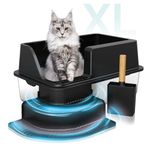 Woyamay Enclosed Stainless Steel Litter Box, Extra Large XL Stainless Steel Cat Litter Box with Lid for Big Cats, High Sides Metal Litter Box with Scoop, Anti-Leakage, Easy Cleaning Black