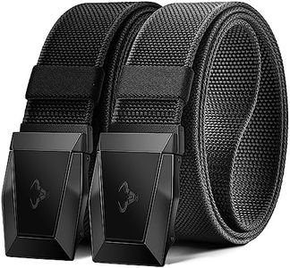 BULLIANT Men Belt 2 Pack,Nylon Web Holster Belt Stretch for Gift Men Outdoor Work Sports Hunting Hiking,Quick Release(Black/Dark Gray,34"-38" Waist Adjustable)