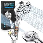 JONKEAN Handheld Water Softener Shower Head with Filter for Hard Water, Detachable Powerful Hand Held Shower Heads High Pressure, Pause Filtering Shower Head to Remove Chlorine and Fluoride (Chrome)