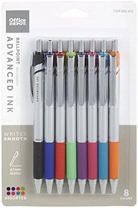 Office Depot Advanced Ink Retractable Ballpoint Pens, Needle Point, 0.7 mm, Assorted Barrels, Assorted Ink Colors, Pack Of 8