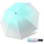 SAMPRI Portable Auto Travel Umbrella - Umbrellas for Rain Windproof, Strong Umbrella for Wind and Rain, Auto Open Close Button and Perfect Car Umbrella for Men & Women (GRADIENT MINT GREEN)