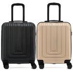 Flight Knight Premium Set of 2 Lightweight Cabin Suitcase - 8 Spinner Wheels - Built-in TSA Lock & USB Port - Luggage Approved for Over 100 Airlines Including Ryanair Priority - 55x40x20cm