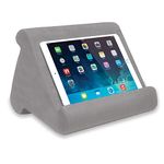 JML Pill-O-Pad Tablet Stand - Tri-Ledge, Lap Mounted, Soft Tablet Holder with Side Pocket - Compatible with iPad, Kindle and More, Sturdy and Lightweight, for Women & Men - Light Grey