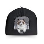 Pets Empire Warm Hut for Cats & Kittens | with Removable Cushions |Bed for Puppies (Size: 46 x 46 x 54 cm) Soft & Comfortable Hut for Cats & Kitties | Kennel House for Pets Black
