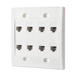 IBL - Cat6 Keystone Ethernet Wall Plate Female to Female - White (8 Port Cat6)
