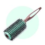 MINT Eco-Friendly Boar Bristle Round Brush for Blow Drying | Durable Blowout Styling Brush for All Hair Types | Ceramic Round Brush with Hand-Crafted Wooden Handle (40 mm)