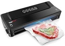 Bonsenkitchen Vacuum Sealer, Food Vacuum Sealer Machine with 4-in-1 Easy Options for Sous Vide and Food Storage, Vac Sealer Machine with 5 Vacuum Seal Bags & 1 Air Suction Hose, Black