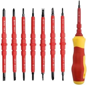7 Pezzi Cacciavite Isolato, Set di Cacciaviti Isolati, Cacciaviti Isolati Intercambiabili, Cacciaviti Elettricista Isolati, Cacciaviti Isolati Professionali, Rosso E Giallo, Piatto e Phillips
