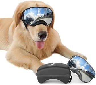 NAMSAN Dog Goggles for Large Dogs, Wide Eyecup & Soft Frame, Anti-UV Sunglasses for Dogs Medium to Large Breed, Driving Dog Eye Protection, Windproof Dustproof, Adjustable, Reflect Silver Lens