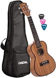 Cascha Set ukulele da concerto in mogano, piccola chitarra Hawaii per principianti con borsa, 3 grimaldelli e corde del marchio Aquila