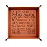 Couples 9 Years Of Marriage Engraved Leather Catchall Valet Tray Pu Leather Tray 9th Wedding Anniversary Men Gift Ideas For Him Husband Wife Boyfriend Valentines Day Christmas Gifts Jewelry Organizer