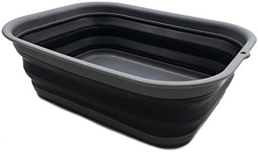 SAMMART 12L (3.17 Gallon) Collapsible Tub - Foldable Dish Tub - Portable Washing Basin - Space Saving Plastic Washtub (1, Grey/Black)