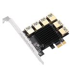 MZHOU PCI-E 1 to 6 USB Slots Riser Card - Higher Stability USB 3.0 Adapter Multiplier Card for Bitcoin Mining Compatible with Windows Linux Mac,Black