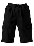 KiddoPanti Boys Knit Solid Cargo Short, Jet Black, 12-14Y