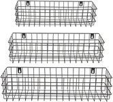 Black Wall Mounted Wire Baskets, Hanging Organizers for Kitchen Storage, Assorted Sizes (3 Pieces)