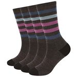 EnerWear 4 Pack Women's Merino Wool Outdoor Hiking Trail Crew Sock, Greycamel 01, 8-10 UK