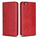 Copmob iPhone 6 Plus/6S Plus, Premium Flip Wallet Leather Case [Magnetic Closure] [3 Slots][Stand Function] Built-in TPU Case Cover for iPhone 6 Plus/6S Plus – Red