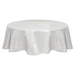 Lenox Opal Innocence 70” Round White Tablecloth Machine Washable, Wrinkle-Resistant, Table Cover