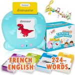 YAHAZORR French English Talking Flash Cards for Toddlers, 224 Sight Words Bilingual Flash Cards Speech Therapy Toys Preschool Learning Educational Toys Birthday Gifts for Girls Boys-Blue Bear