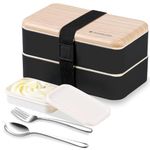 Original Bento Box Lunch Boxes Container Bundle Divider Lunch Container with Compartments with Stainless Steel Utensils Spoon and Fork Japanese Style