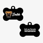 IndiHopShop Personalized Pet Id Tag | 30+ Breed Designs | Personalized Dog Name tag for Labrador, Golden Retriever, Beagle, Shihtzu, Indie and More | 3.5 * 1.5 in (Black, Boxer)