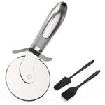 Pizza Cutter, 3pcs Pizza Wheel Cutter with Basting Brush and Butter Spatula, Pizza Cutter Knife with Non-Slip Handle, Stainless Steel