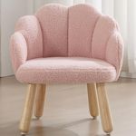DAYARUS Toddler Chair, Shepra Kids Chair, Small Wood Toddler Sofa Couch, Cute Toddlers Chairs for Table, Kids Armchair with Shell Back, Padded Kid Reading Chair for Bedroom/Living Room/Nursery, Pink