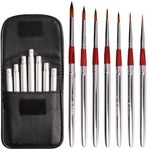 Eval (7PCS) - 7pcs Travel Artist Painting Brushes,Detachable Portable Compact Anti-Shedding Nylon Hair Round Hair Pocket Brushes Set with Black Leather Bag for Watercolour Acrylic Oil (7PCS)