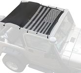 Sunshade for 1996-2007 Jeep Wrangler TJ 2 Door Full Length Mesh Sun Shade, TJ US Flag Sunshade Bikini Soft Top Cover Net, Blocks UV, Wind, Noise, Black America Flag