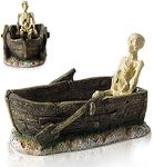 FEDOUR Aquarium Ornaments, Aquarium Mini Skull Skeleton/Aquarium Rock Stone Cave Decoration, Fish Tank Decoration Artificial Landscape Hiding House with Aquarium Plants