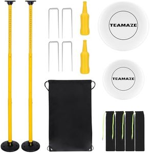 Teamaze Flying Disc Game Set with Height-Adjustable Poles & Score Tracker, Outdoor Bottle Toss Game for Beach, Lawn, Camping, Polish Horseshoes Set for Family & Friends Party Games