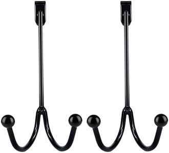 cheehigo Black 2 Packs Over The Door Hooks, Door Hanger Sturdy Hooks for Front Porch Decor Hanging Coats,Hats,Towels for Home and Office Organization for Wreath Hangers for Front Door Decorations