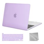 MOSISO Compatible with MacBook Pro 13 inch Case M2 M1 2024 2023 2022-2016 Release A2338 A2289 A2251 A2159 A1989 A1706 A1708, Plastic Hard Shell Case & Keyboard Cover Skin & Wipe Cloth, Light Purple