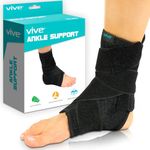 Vive Sprained Ankle Brace for Women, Men - Right or Left Compression Foot Immobilizer Support - Basketball, Volleyball Neoprene Stabilizer Wrap Protector - Tendonitis, Heel Spur, Running Feet Sprain