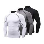 LANBAOSI 3 Pack/2Pack Mens Mock Turtleneck Compression Shirts Long Sleeve Sun Protection Shirts Cooling Workout Gym Tops Undershirt