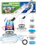 Power Scrubber 1, Electric Spin Scrubber, Electric Scrubbing Brush with Adjustable Stretchable Arm and 5 Replacement Brush Heads, USB Charging for Cleaning Bathroom Bathtub Kitchen Tile Floor