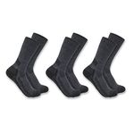 Carhartt Men's Force Performance Work Socks 3 Pair Pack, Charcoal, Large