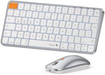 ProtoArc Backlit Compact Bluetooth Keyboard and Mouse for Mac, KM90-A Multi-Device Wireless Keyboard Mouse for Mac, Quiet and Rechargeable, for MacBook Pro/Air, iPad - White Silver