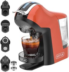 19Bar 5en1 Máquina de Café Espresso Multicápsulas para Nespresso/Dolce Gusto/LAVAZZA A MODO MIO y Cápsulas de Café Molido/ESE EM-308A Naranja