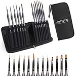 Miniature Painting Kit - (Set of 13) Micro Detail Paint Brushes with Black Carrying Case for Painting Action Figures, Models, Nail Art, Fantasy Nails, Acrylic, Oil, Detail Art, Stained Glass & More