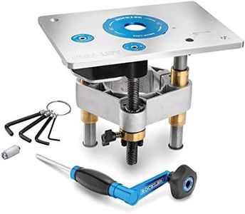 Rockler Pro Router Lift (8-1/4'' x 11-3/4'' Plate) – Kit Includes Aluminum Router Plate, Insert Ring, Set of Hex Keys on Key Chain - Easy to Install Router Lift Systems - Woodworking Router Table