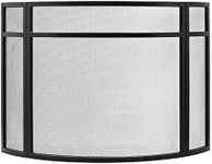 Minuteman International X800493 Panelled Curved Three-Fold Fireplace Screen, Black