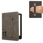 kwmobile Case Compatible with Amazon Kindle Paperwhite 11. Generation 2021 - Faux Nubuck Leather - Dandelion Love Grey