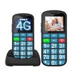 Tosaju Senior Mobile Phone 4G Big Button Mobile Phone for Elderly Simple Basic Mobile Phone Unlocked Sim Free Easy to Use Mobile Phone Feature Mobile Phone LCD Display SOS Button 1000 mAh Battery