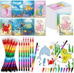 Fulmoon 144 Pcs Under the Sea Mini Coloring Books with Crayons Ocean Animals Party Favors Drawing Book Bulk for Ocean Mermaid Fish Stuffer Filler Goodie Bag Gift Stuffer Activity Supplies