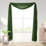 Elegant Comfort Lightweight Sheer Voile Window Scarf Valance - 216 Inch Long - 1 panel Long Sheer Curtain for Living Room, Event Decor, Bedroom, (1 Piece) 55" X 216'' Long, Hunter Green