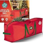 HOLIDAY SPIRIT Christmas Tree Storage Bag - Heavy-Duty Tree Bag with Durable Reinforced Handles & Zipper, Waterproof Storage Bag Protects from Moisture & Dust (Red, fits 7.5 ft tree)