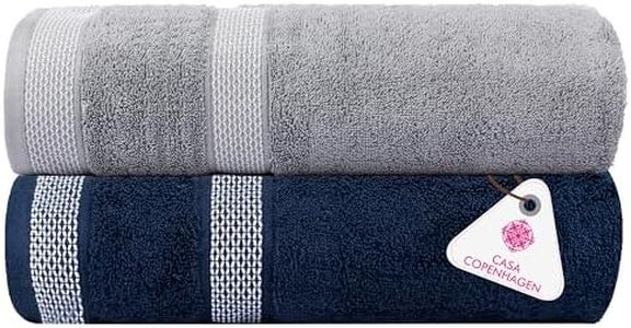 Casa Copenhagen Designed in Denmark - Solitaire Super Soft 2 Pieces 100% Cotton Large Bath Towel (Size : 75 X 150 cm) - Dutch Blue & Feather Grey