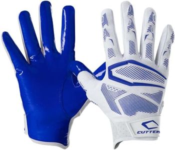 CUTTERS Gamer Padded Receiver Football Gloves, Extra Grip, Youth & Adult Sizes, Royal 4.0, Small