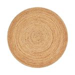 Savi Home Jute Area Rug Handwoven - 4 feet Round- Natural - Rustic Vintage Beige Braided Reversible Rug- Eco Friendly Rugs for Farmhouse, Bedroom, Kitchen, Living Room.